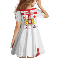 Personalized Georgia National Unity Day Kid Short Sleeve Dress 9th April with Coat of Arms and Flag