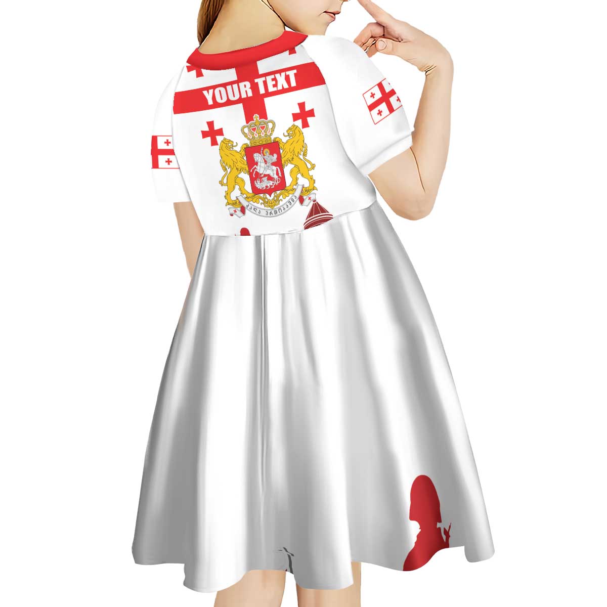 Personalized Georgia National Unity Day Kid Short Sleeve Dress 9th April with Coat of Arms and Flag