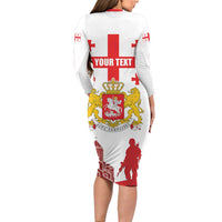 Personalized Georgia National Unity Day Long Sleeve Bodycon Dress 9th April with Coat of Arms and Flag