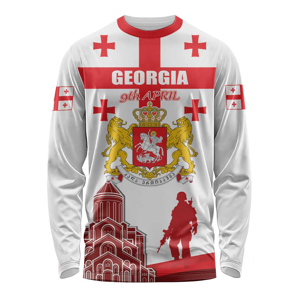 Personalized Georgia National Unity Day Long Sleeve Shirt 9th April with Coat of Arms and Flag
