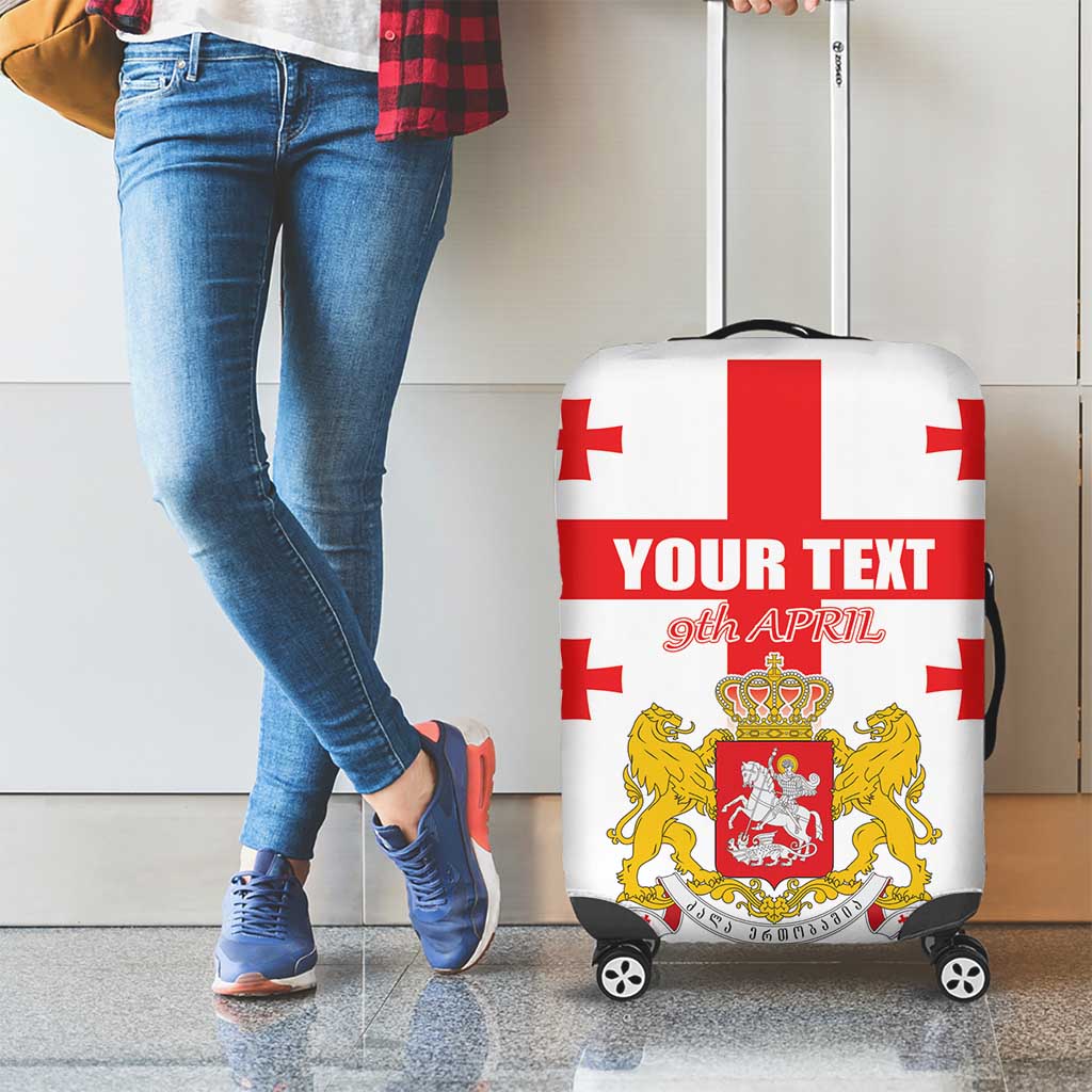 Personalized Georgia National Unity Day Luggage Cover 9th April with Coat of Arms and Flag