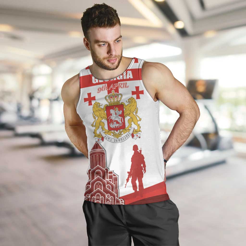 Personalized Georgia National Unity Day Men Tank Top 9th April with Coat of Arms and Flag