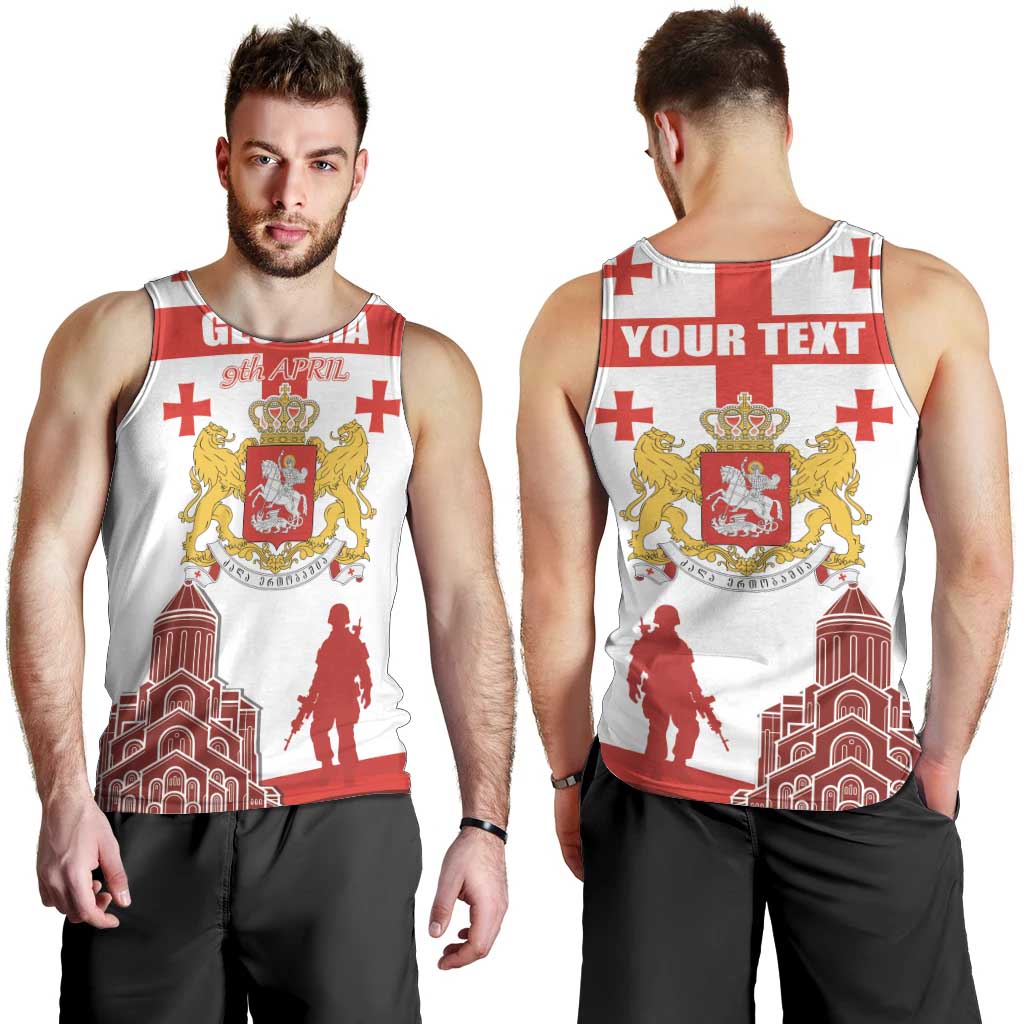 Personalized Georgia National Unity Day Men Tank Top 9th April with Coat of Arms and Flag
