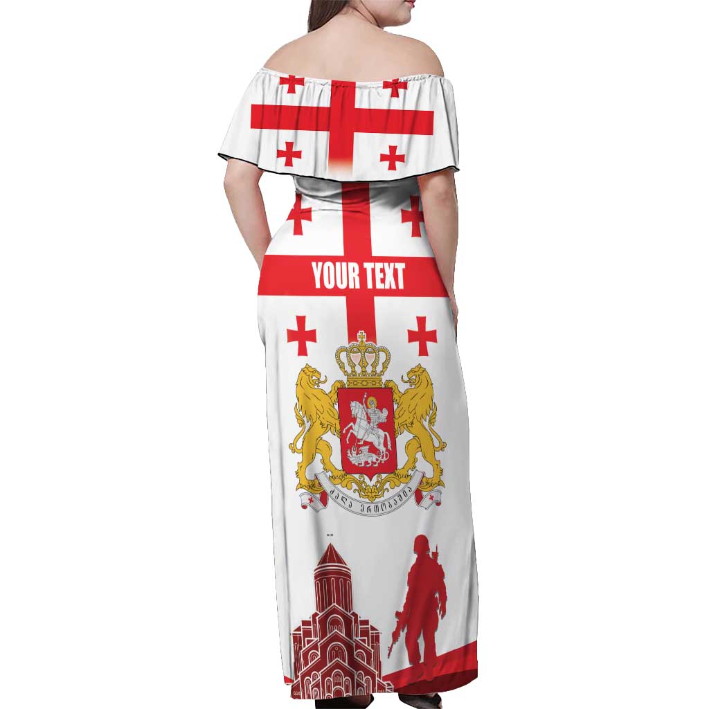 Personalized Georgia National Unity Day Off Shoulder Maxi Dress 9th April with Coat of Arms and Flag