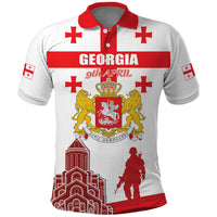 Personalized Georgia National Unity Day Polo Shirt 9th April with Coat of Arms and Flag