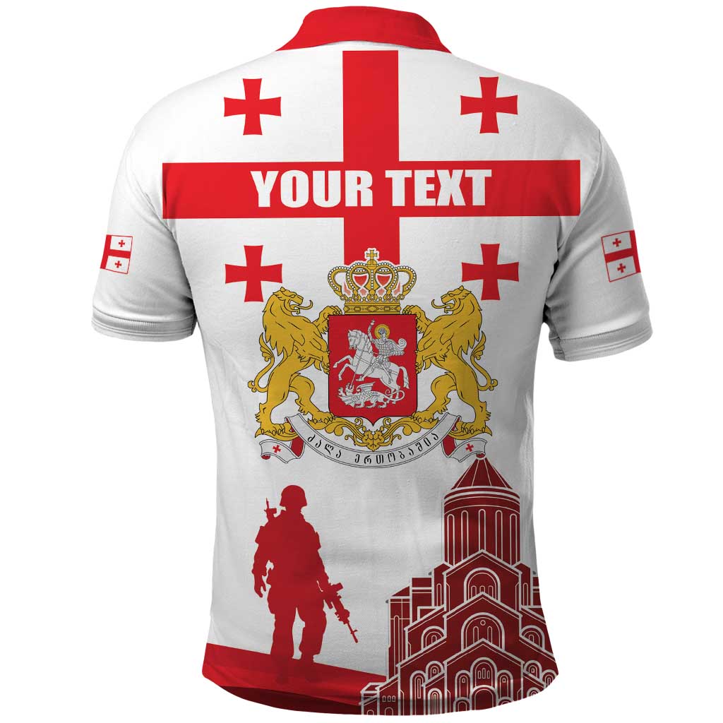 Personalized Georgia National Unity Day Polo Shirt 9th April with Coat of Arms and Flag