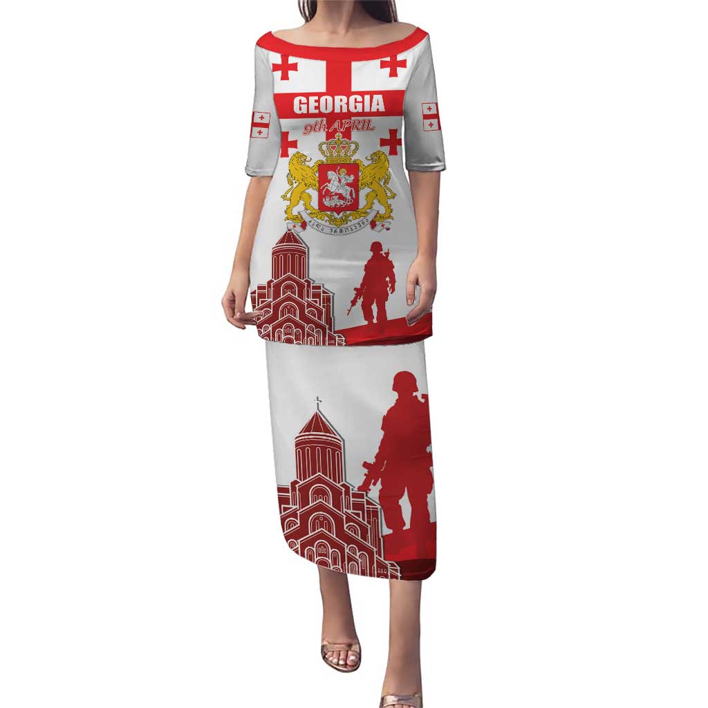 Personalized Georgia National Unity Day Puletasi 9th April with Coat of Arms and Flag