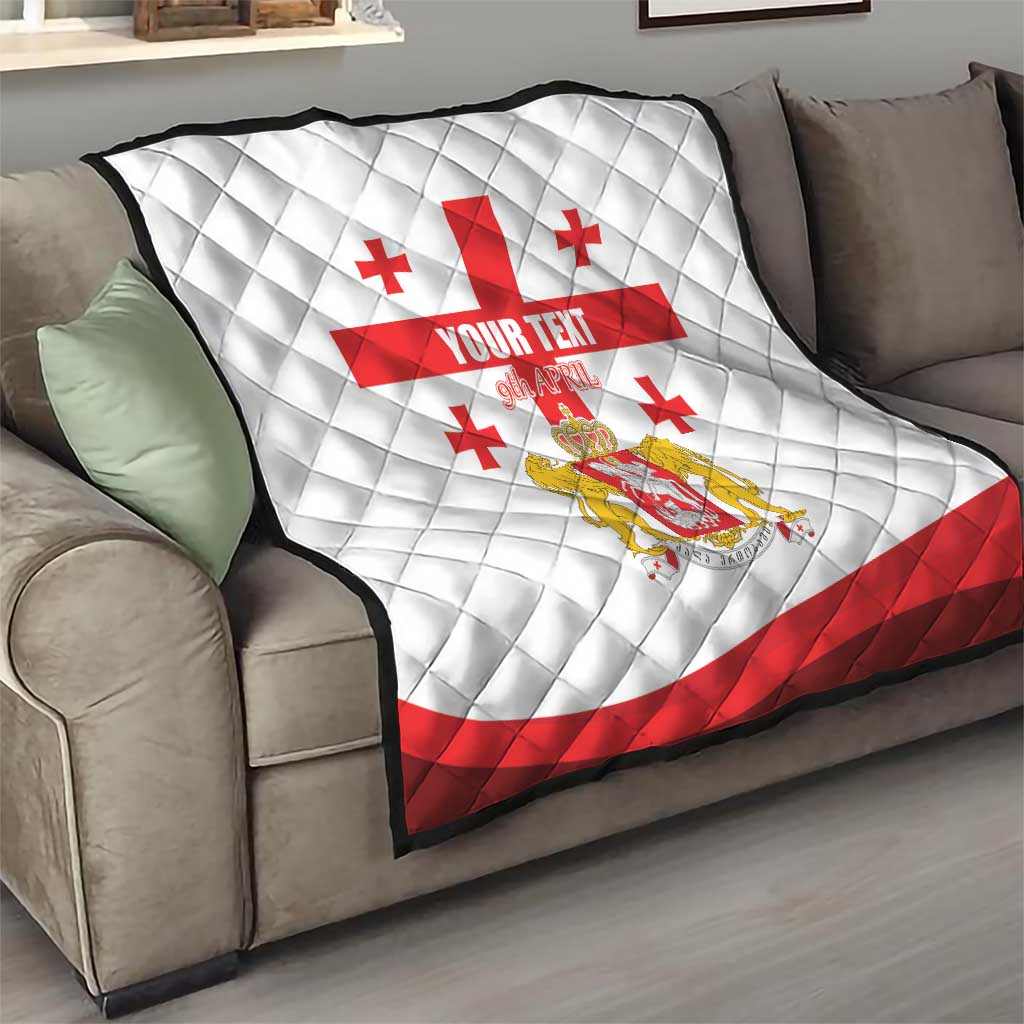 Personalized Georgia National Unity Day Quilt 9th April with Coat of Arms and Flag