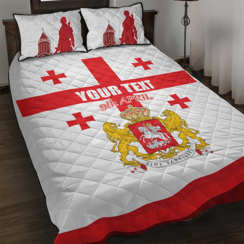 Personalized Georgia National Unity Day Quilt Bed Set 9th April with Coat of Arms and Flag