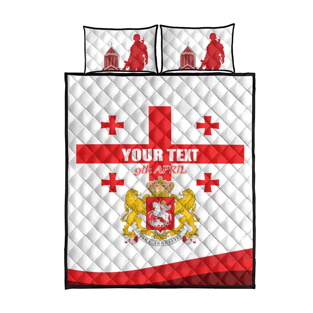 Personalized Georgia National Unity Day Quilt Bed Set 9th April with Coat of Arms and Flag