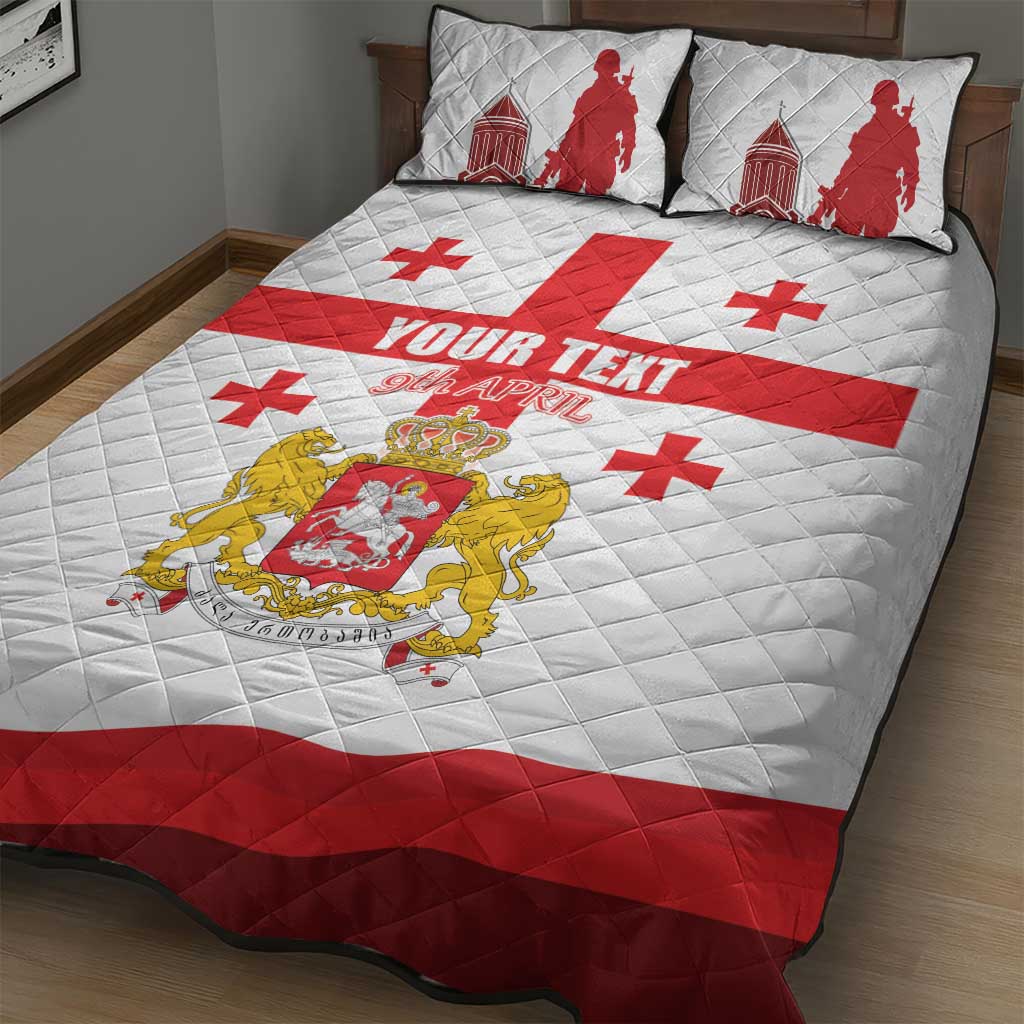 Personalized Georgia National Unity Day Quilt Bed Set 9th April with Coat of Arms and Flag