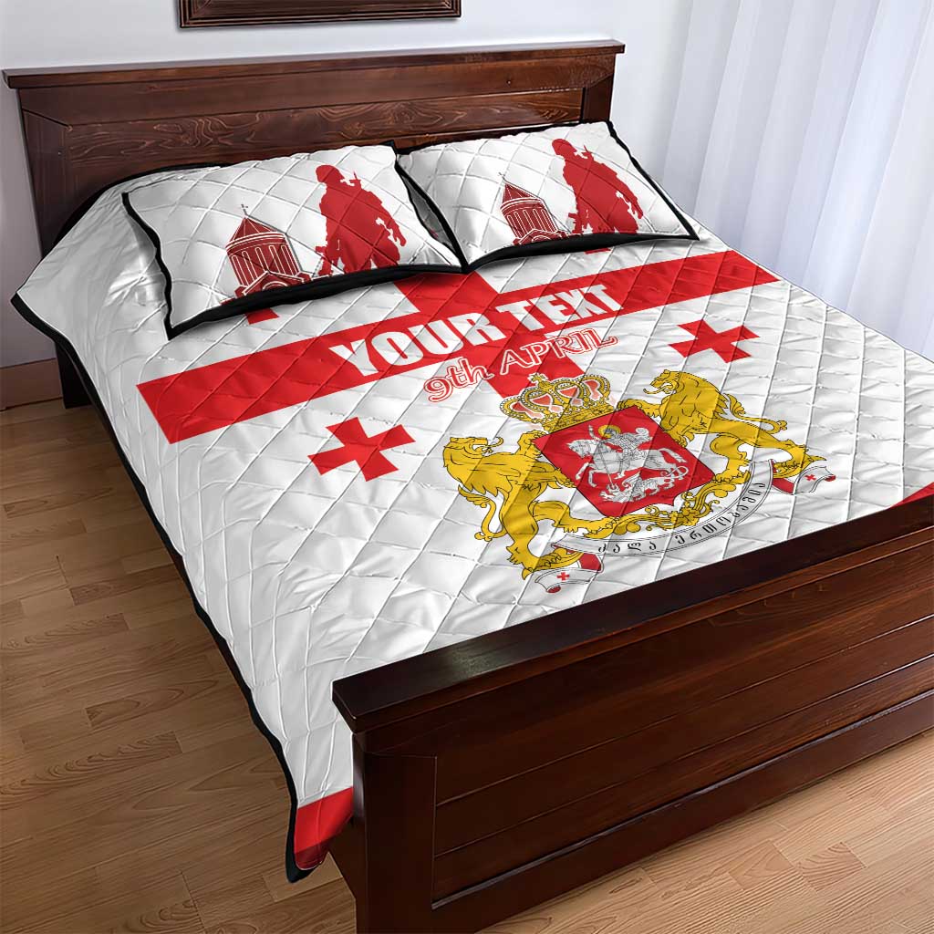 Personalized Georgia National Unity Day Quilt Bed Set 9th April with Coat of Arms and Flag