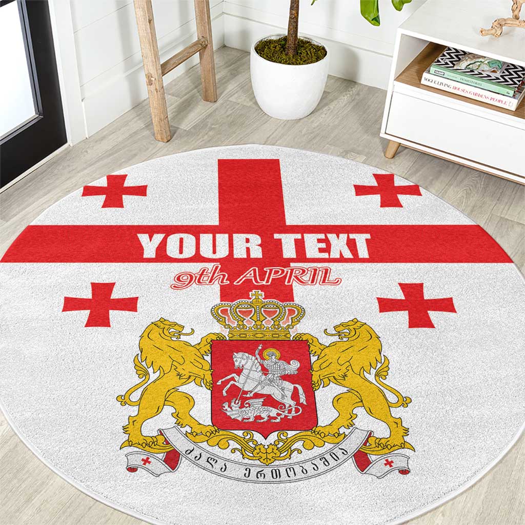Personalized Georgia National Unity Day Round Carpet 9th April with Coat of Arms and Flag