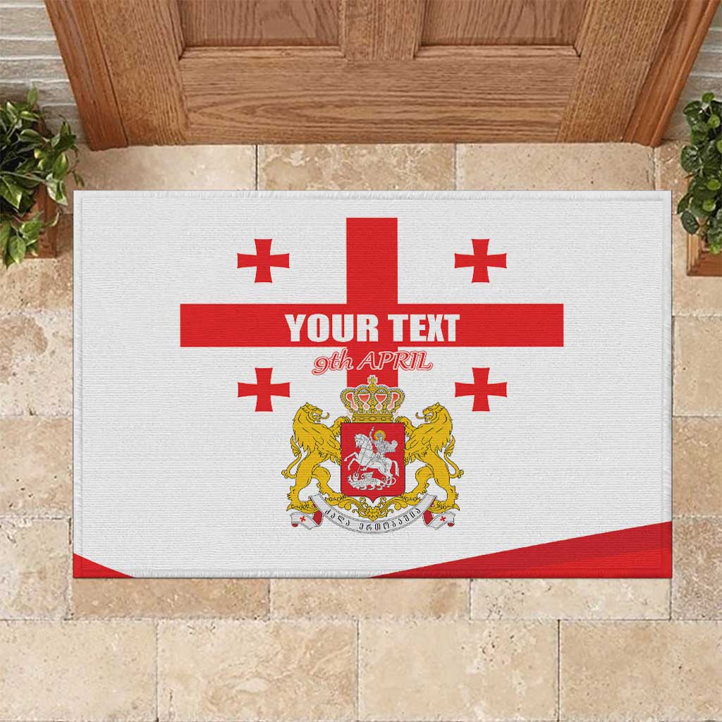 Personalized Georgia National Unity Day Rubber Doormat 9th April with Coat of Arms and Flag
