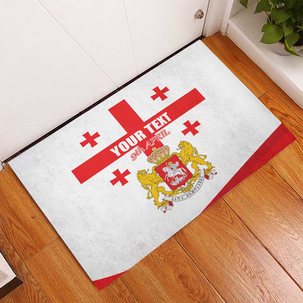 Personalized Georgia National Unity Day Rubber Doormat 9th April with Coat of Arms and Flag