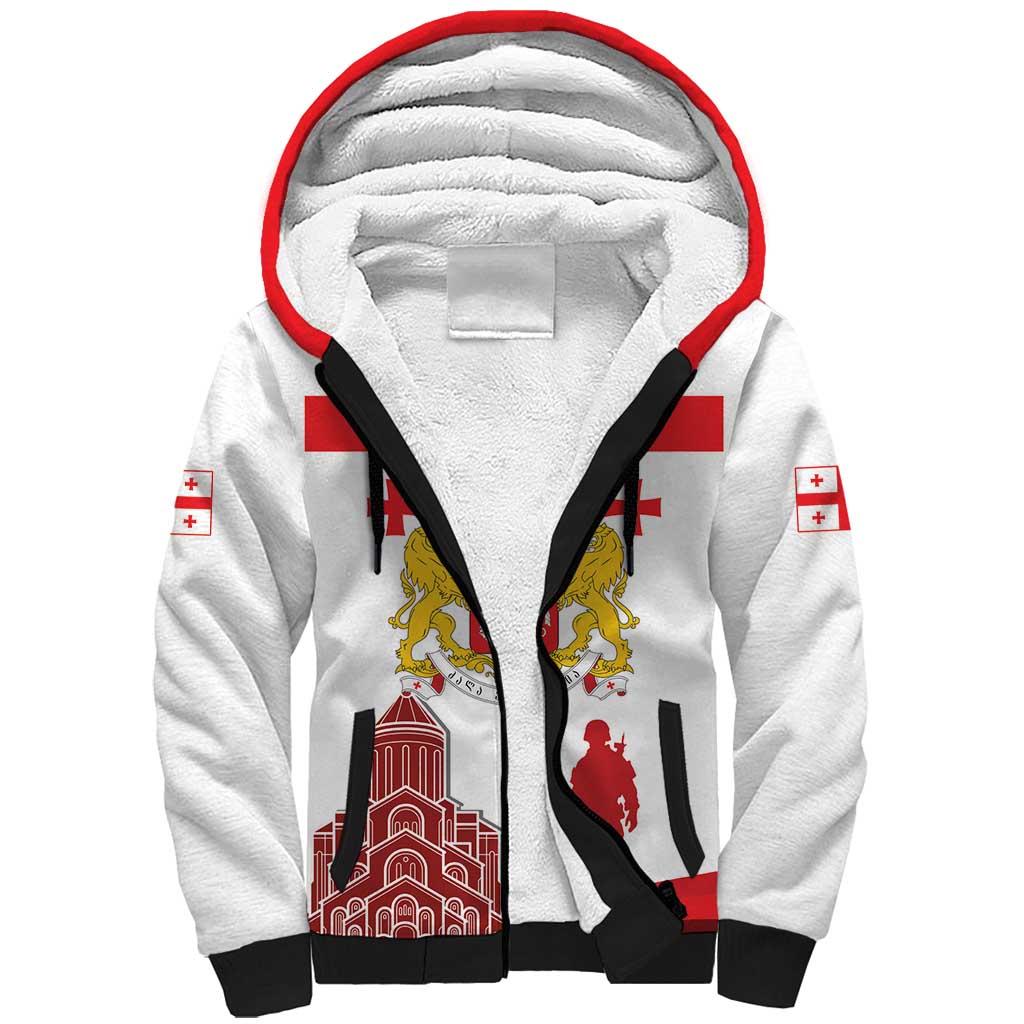 Personalized Georgia National Unity Day Sherpa Hoodie 9th April with Coat of Arms and Flag