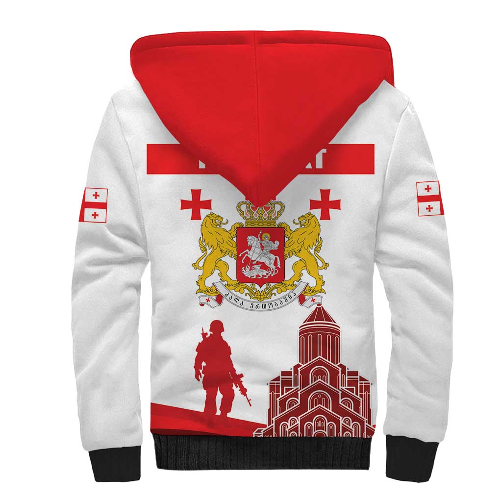 Personalized Georgia National Unity Day Sherpa Hoodie 9th April with Coat of Arms and Flag
