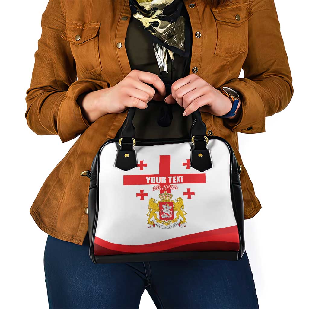 Personalized Georgia National Unity Day Shoulder Handbag 9th April with Coat of Arms and Flag