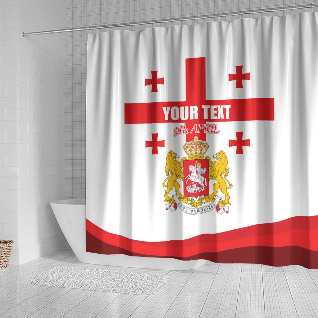 Personalized Georgia National Unity Day Shower Curtain 9th April with Coat of Arms and Flag