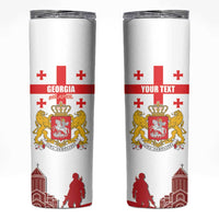 Personalized Georgia National Unity Day Skinny Tumbler 9th April with Coat of Arms and Flag