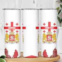 Personalized Georgia National Unity Day Skinny Tumbler 9th April with Coat of Arms and Flag