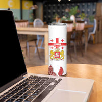 Personalized Georgia National Unity Day Skinny Tumbler 9th April with Coat of Arms and Flag