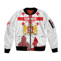 Personalized Georgia National Unity Day Sleeve Zip Bomber Jacket 9th April with Coat of Arms and Flag
