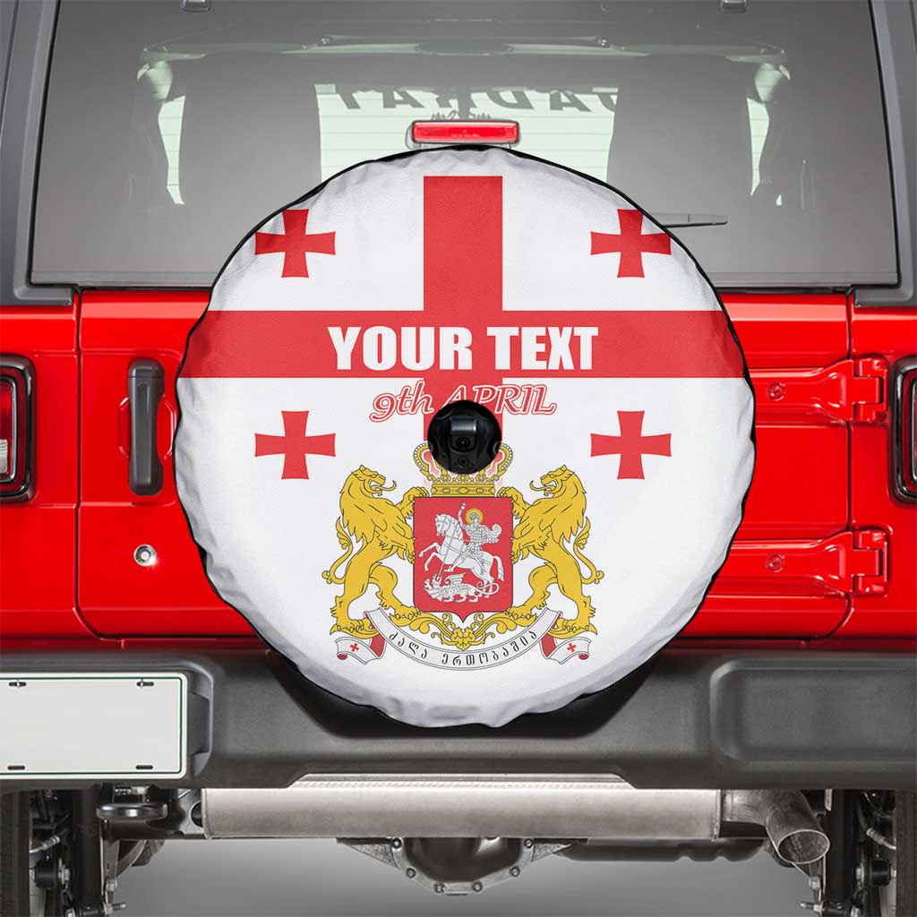 Personalized Georgia National Unity Day Spare Tire Cover 9th April with Coat of Arms and Flag
