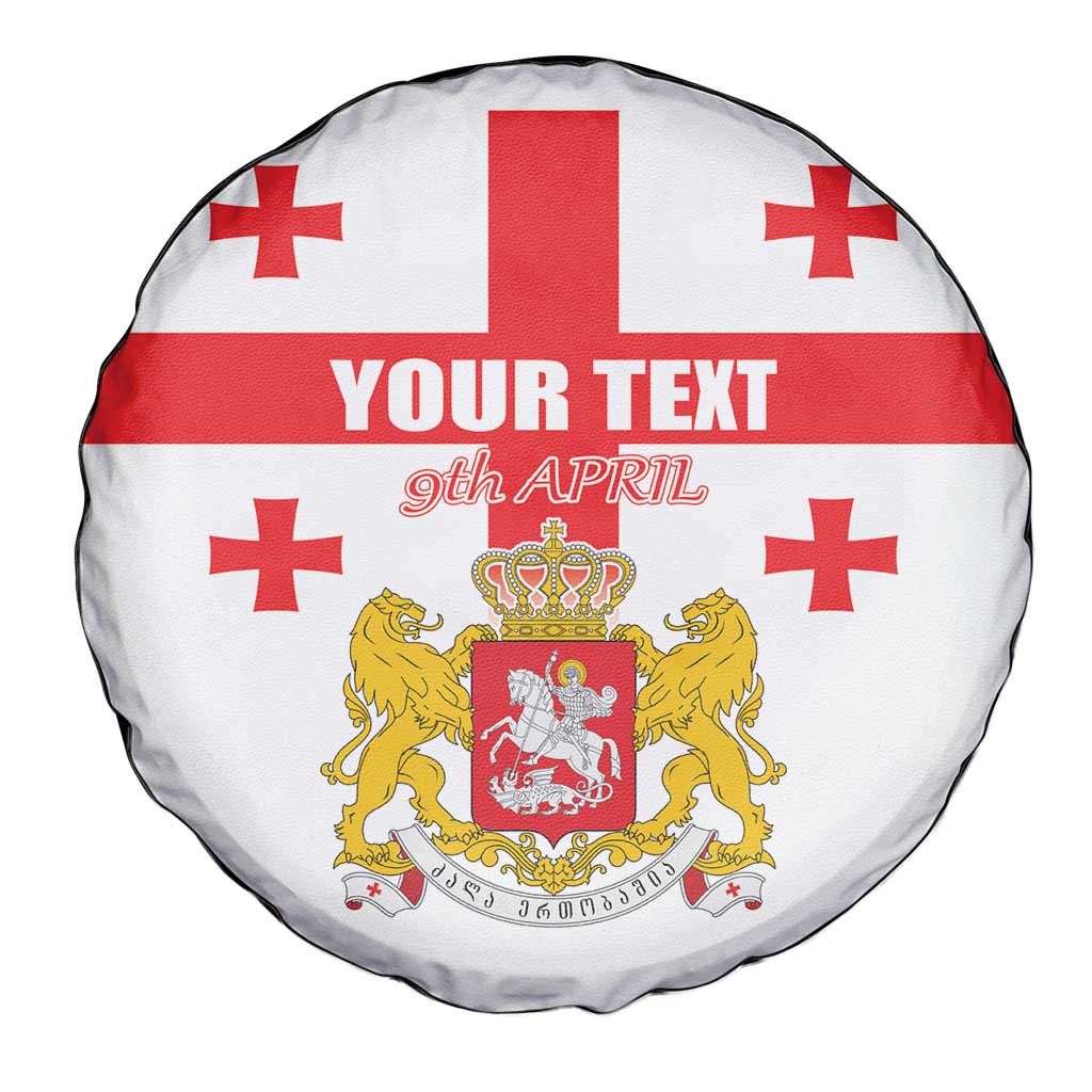 Personalized Georgia National Unity Day Spare Tire Cover 9th April with Coat of Arms and Flag