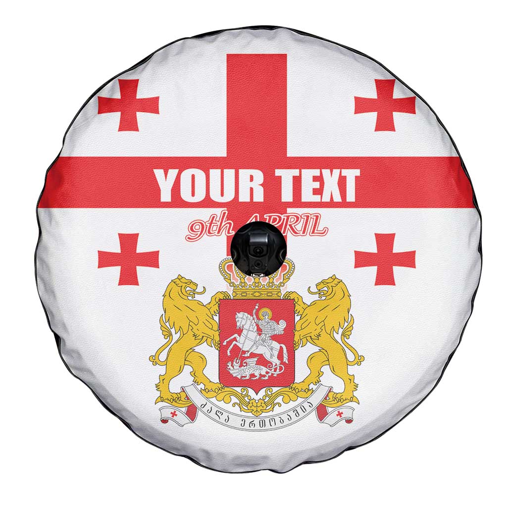 Personalized Georgia National Unity Day Spare Tire Cover 9th April with Coat of Arms and Flag
