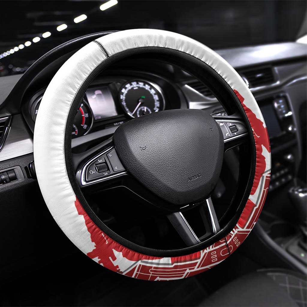 Georgia National Unity Day Steering Wheel Cover 9th April with Coat of Arms and Flag