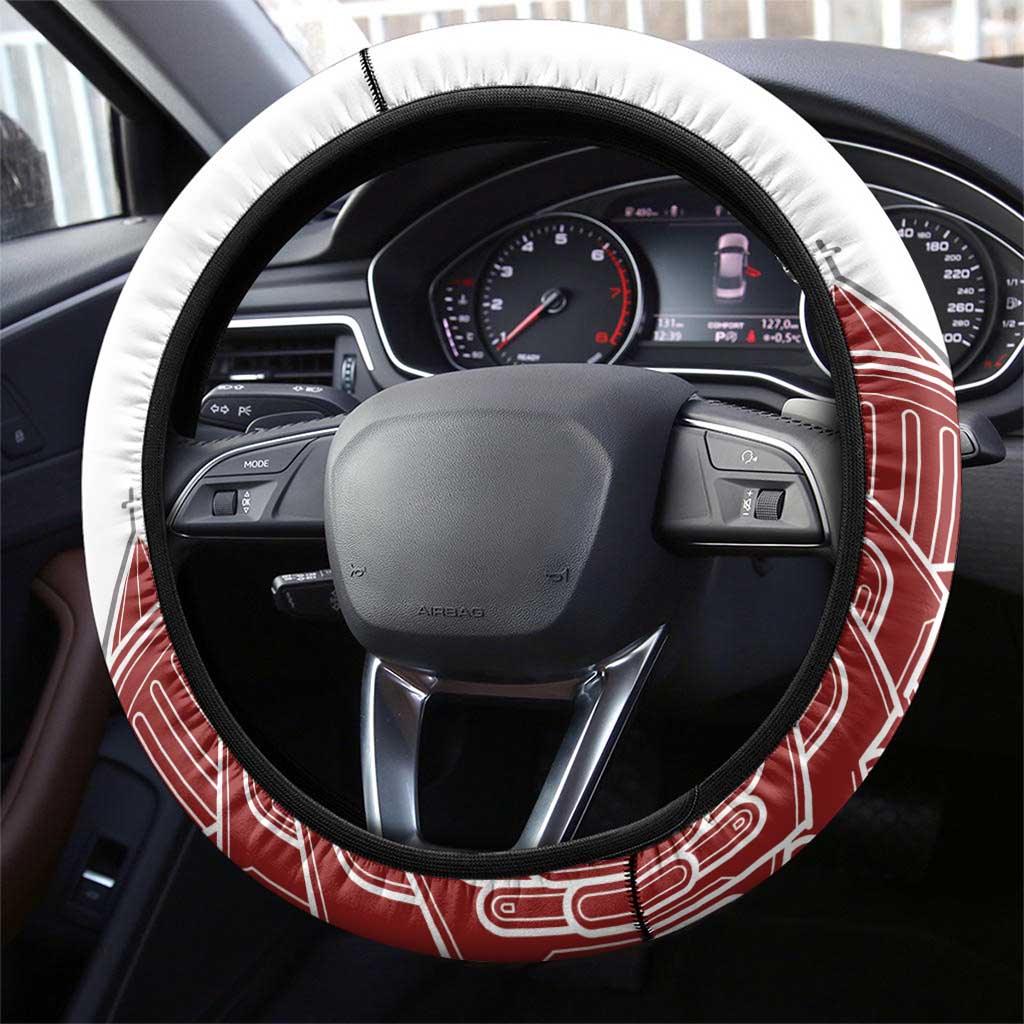 Georgia National Unity Day Steering Wheel Cover 9th April with Coat of Arms and Flag