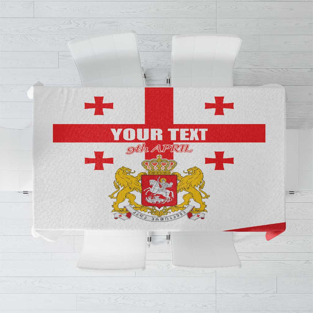 Personalized Georgia National Unity Day Tablecloth 9th April with Coat of Arms and Flag