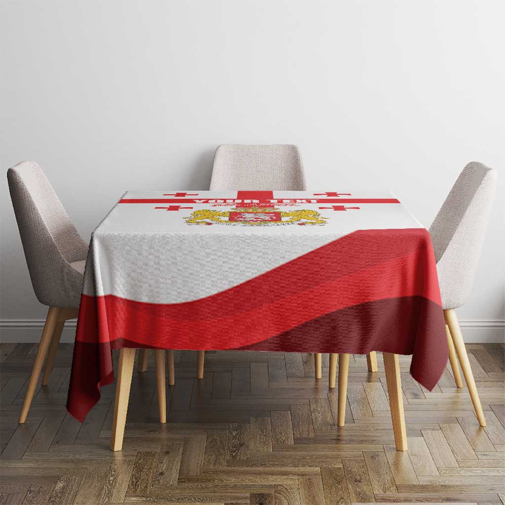 Personalized Georgia National Unity Day Tablecloth 9th April with Coat of Arms and Flag