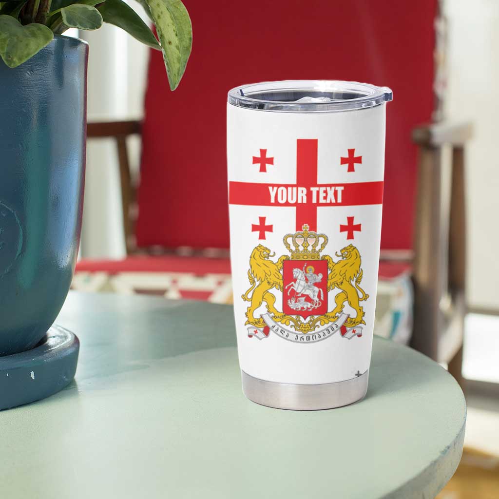 Personalized Georgia National Unity Day Tumbler Cup 9th April with Coat of Arms and Flag