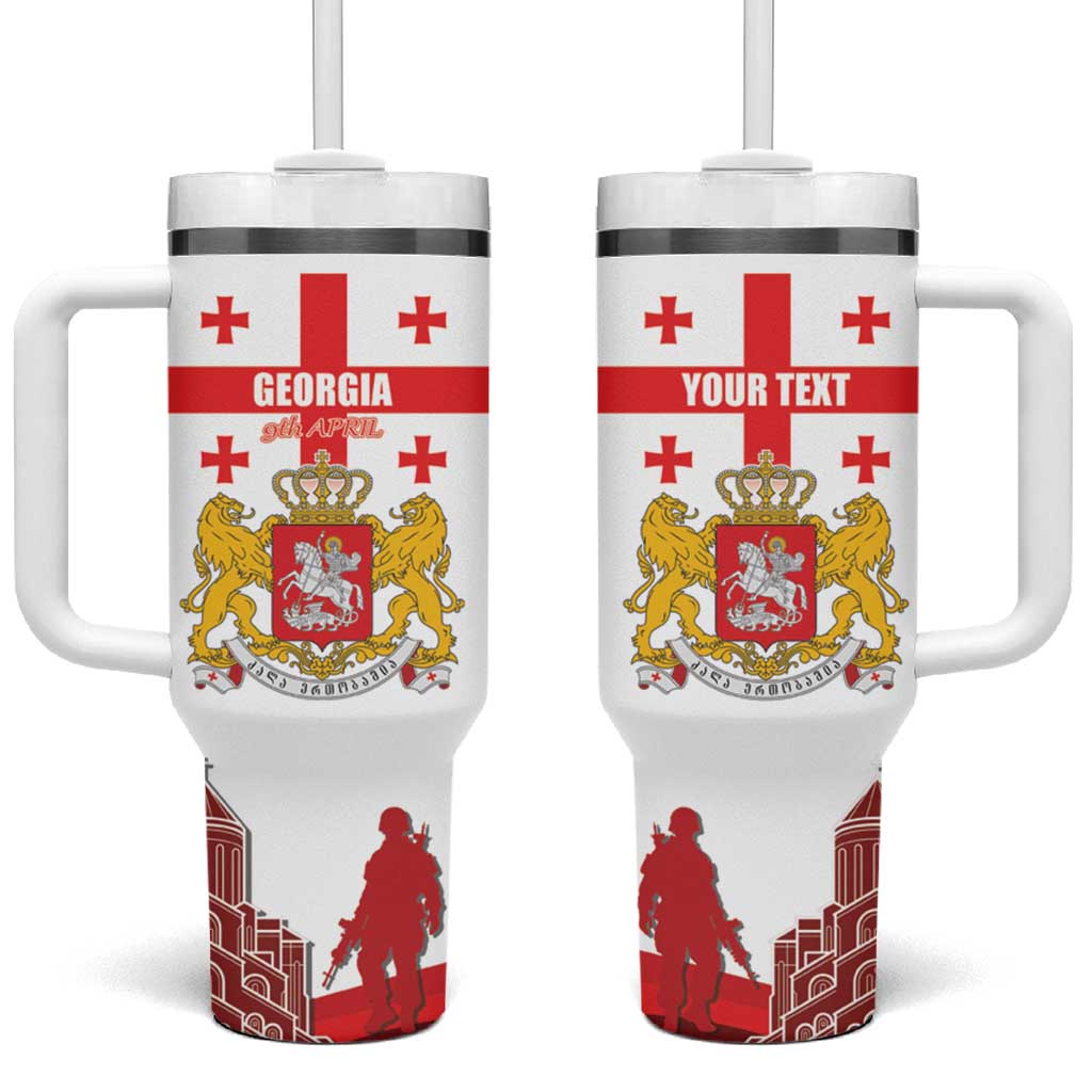 Personalized Georgia National Unity Day Tumbler With Handle 9th April with Coat of Arms and Flag