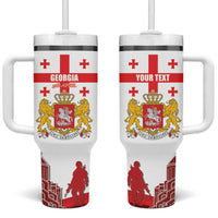 Personalized Georgia National Unity Day Tumbler With Handle 9th April with Coat of Arms and Flag
