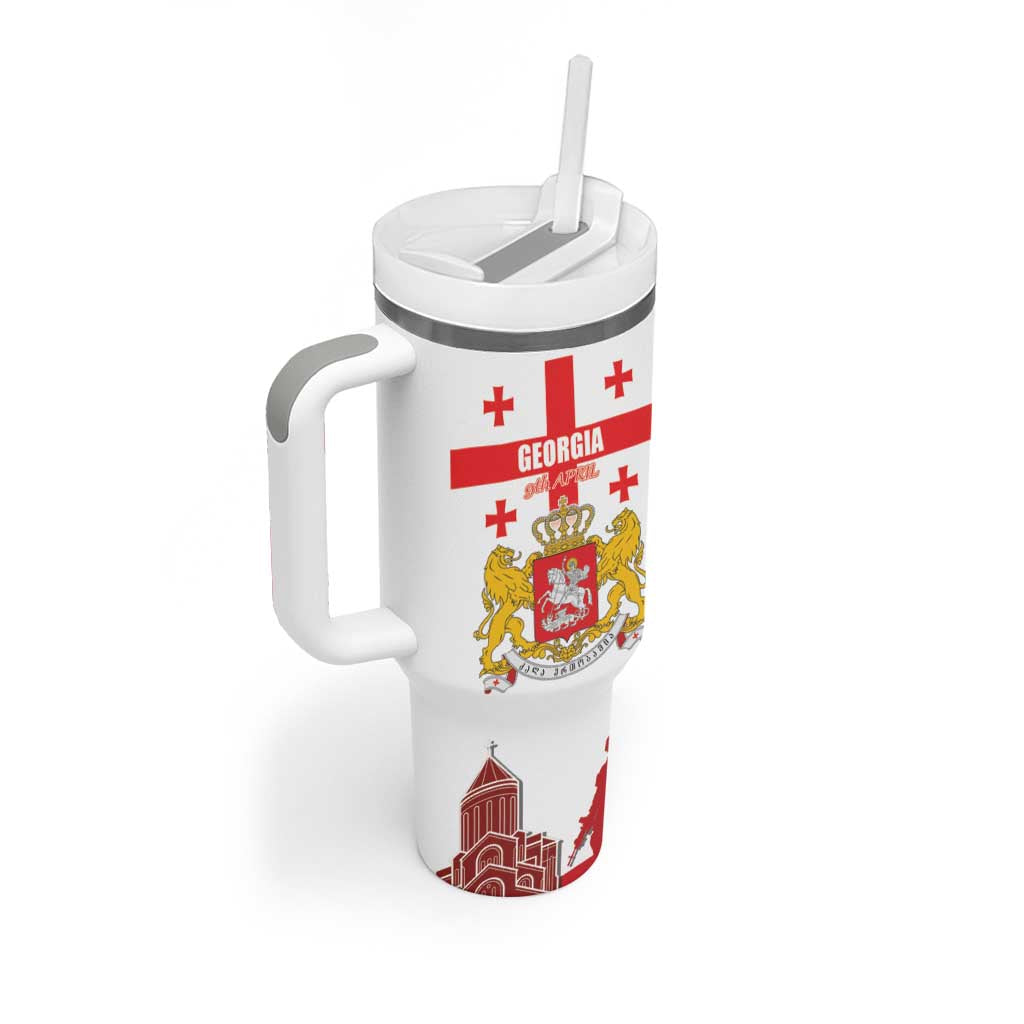Personalized Georgia National Unity Day Tumbler With Handle 9th April with Coat of Arms and Flag