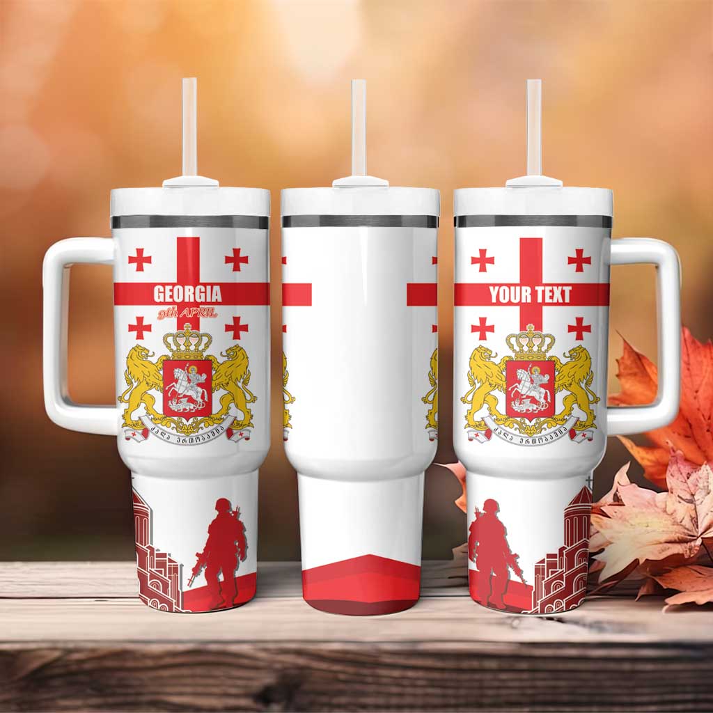 Personalized Georgia National Unity Day Tumbler With Handle 9th April with Coat of Arms and Flag