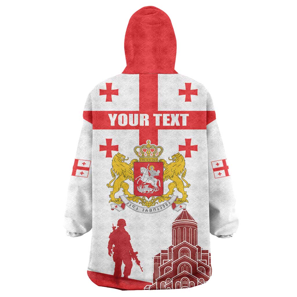Personalized Georgia National Unity Day Wearable Blanket Hoodie 9th April with Coat of Arms and Flag