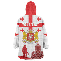 Personalized Georgia National Unity Day Wearable Blanket Hoodie 9th April with Coat of Arms and Flag