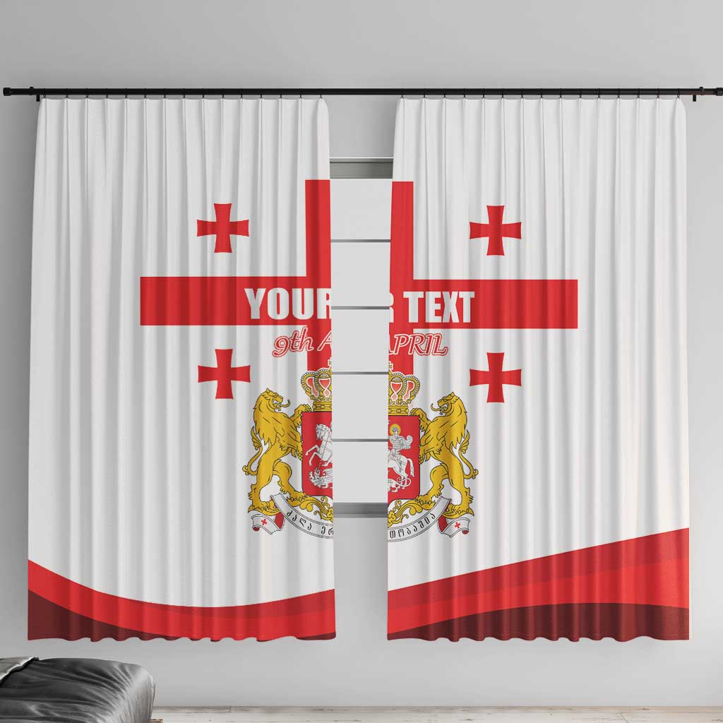 Personalized Georgia National Unity Day Window Curtain 9th April with Coat of Arms and Flag