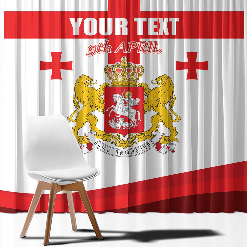 Personalized Georgia National Unity Day Window Curtain 9th April with Coat of Arms and Flag