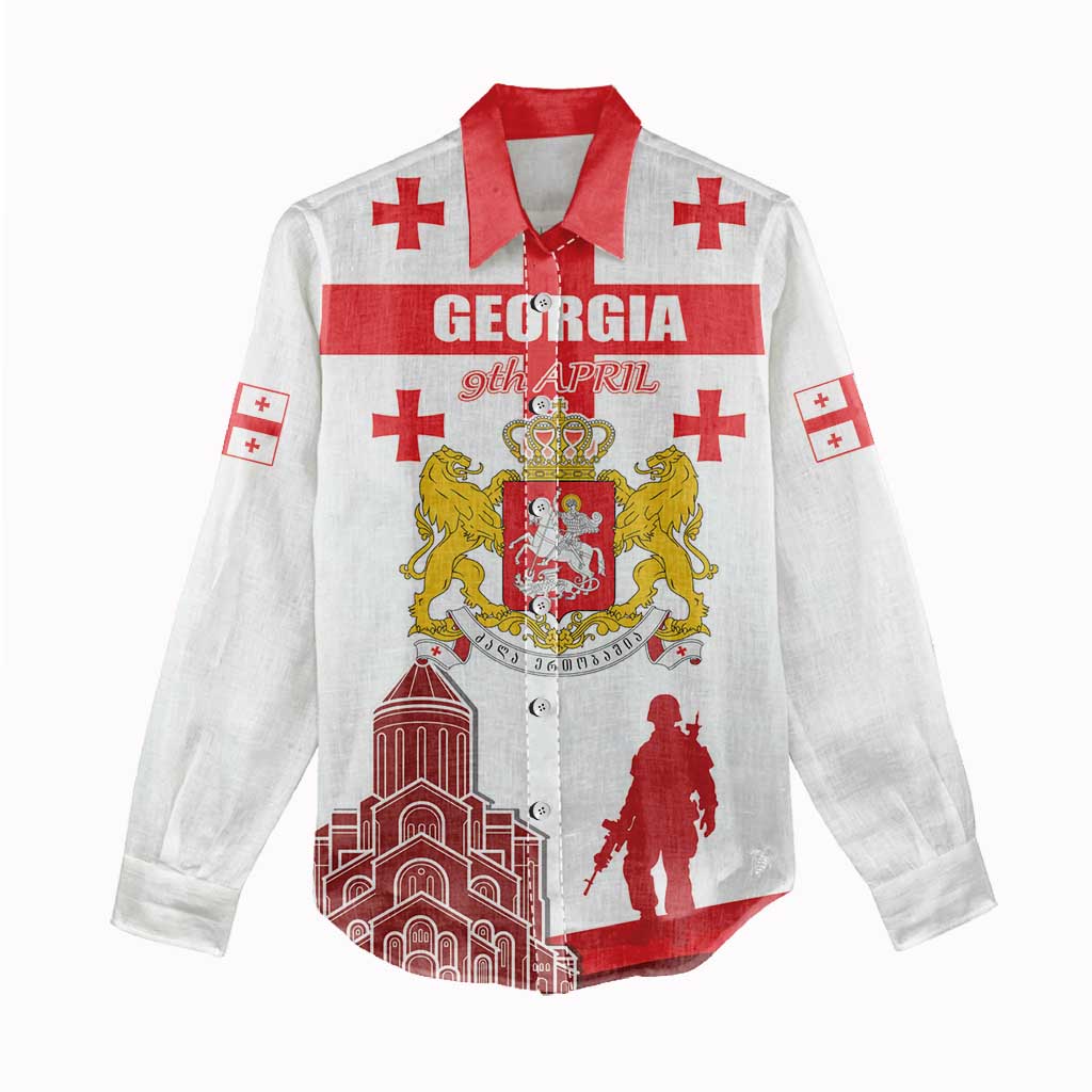 Personalized Georgia National Unity Day Women Casual Shirt 9th April with Coat of Arms and Flag