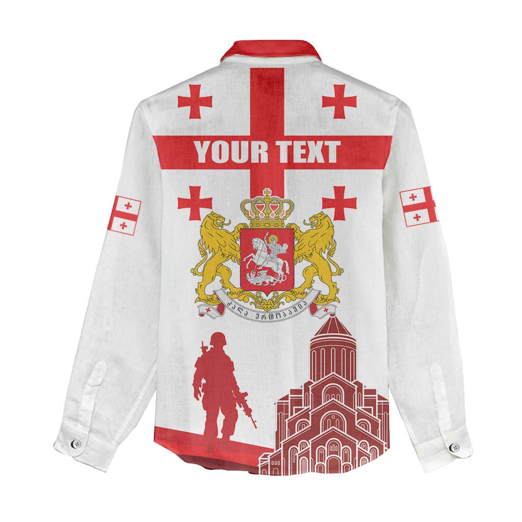 Personalized Georgia National Unity Day Women Casual Shirt 9th April with Coat of Arms and Flag