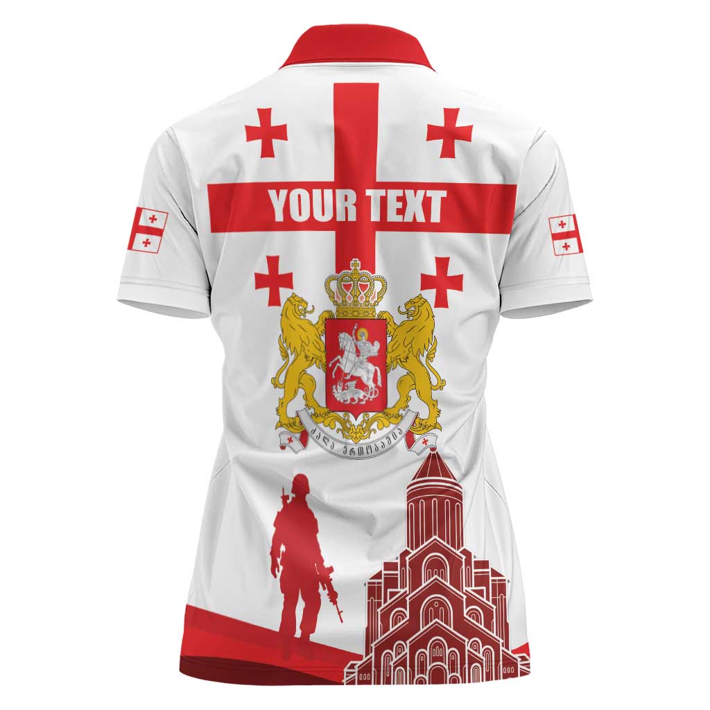 Personalized Georgia National Unity Day Women Polo Shirt 9th April with Coat of Arms and Flag