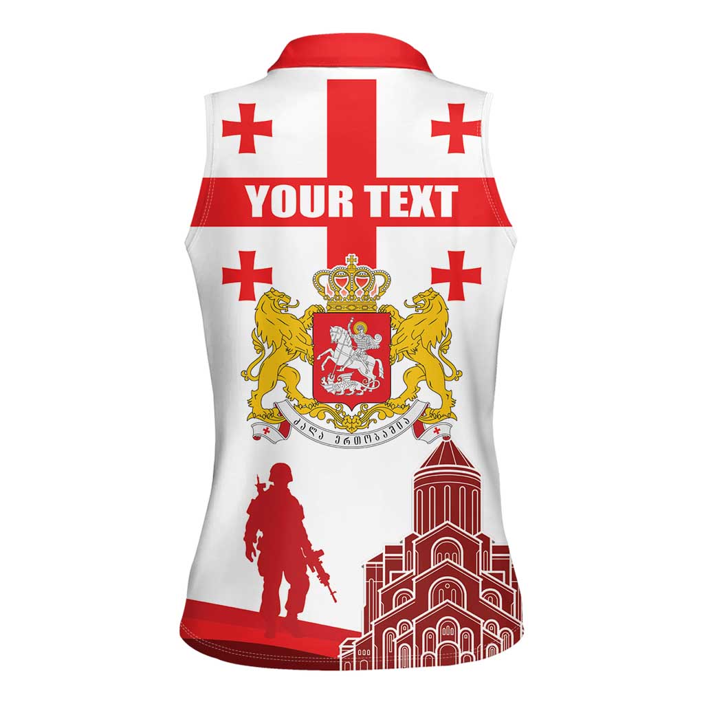 Personalized Georgia National Unity Day Women Sleeveless Polo Shirt 9th April with Coat of Arms and Flag