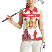 Personalized Georgia National Unity Day Women Sleeveless Polo Shirt 9th April with Coat of Arms and Flag