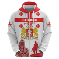 Personalized Georgia National Unity Day Zip Hoodie 9th April with Coat of Arms and Flag