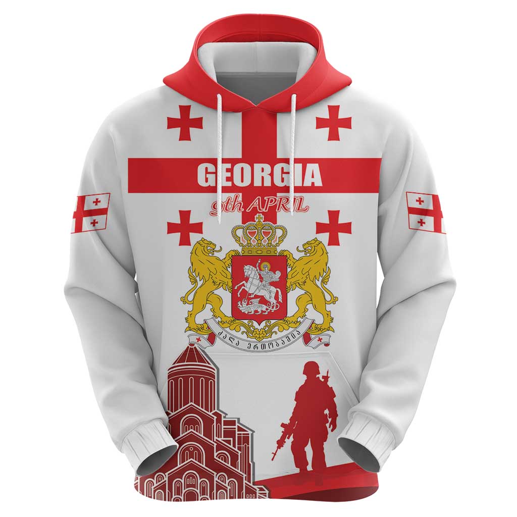 Personalized Georgia National Unity Day Zip Hoodie 9th April with Coat of Arms and Flag